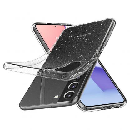 Spigen Liquid Crystal Glitter Case - тънък качествен силиконов (TPU) калъф за Samsung Galaxy S22 (прозрачен)  6