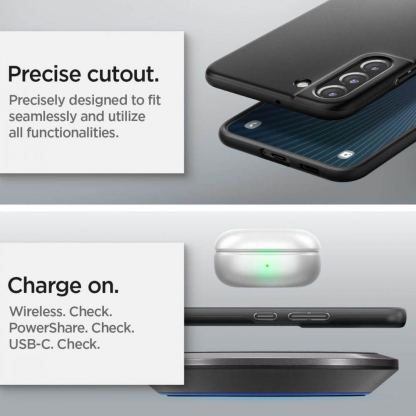 Spigen Thin Fit Case - качествен тънък матиран кейс за Samsung Galaxy S22 (черен) 13