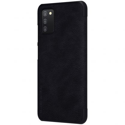 Nillkin Qin Leather Flip Case - кожен калъф, тип портфейл за Samsung Galaxy A03s (черен) 2