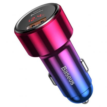 Baseus Dual USB & USB-C QC 4.0 Car Charger 45W (CCMLC20C-09) - зарядно за кола с USB и USB-C изходи и технология за бързо зареждане (червен) 3
