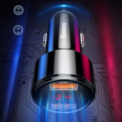 Baseus Dual USB & USB-C QC 4.0 Car Charger 45W (CCMLC20C-09) - зарядно за кола с USB и USB-C изходи и технология за бързо зареждане (червен) 7
