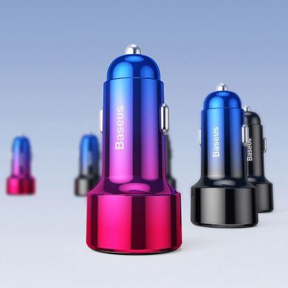 Baseus Dual USB & USB-C QC 4.0 Car Charger 45W (CCMLC20C-09) - зарядно за кола с USB и USB-C изходи и технология за бързо зареждане (червен) 15