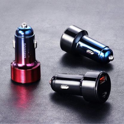 Baseus Dual USB & USB-C QC 4.0 Car Charger 45W (CCMLC20C-09) - зарядно за кола с USB и USB-C изходи и технология за бързо зареждане (червен) 16