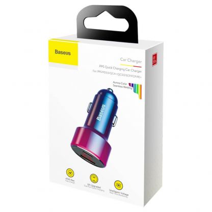 Baseus Dual USB & USB-C QC 4.0 Car Charger 45W (CCMLC20C-09) - зарядно за кола с USB и USB-C изходи и технология за бързо зареждане (червен) 18