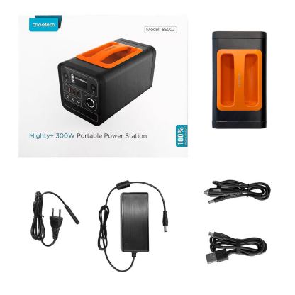 Choetech Portable Power Station 300W - мощна външна батерия с AC (220V за ел. мрежа), USB-C 60W, 3 x USB-A изходи и 120W гнездо за кола (черен) 8