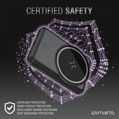 4smarts Wireless Power Bank VoltHub UltiMag Kick 5000mAh for MagSafe - безжична преносима външна батерия с USB-C и USB-A порт за iPhone с Magsafe (черен) 4
