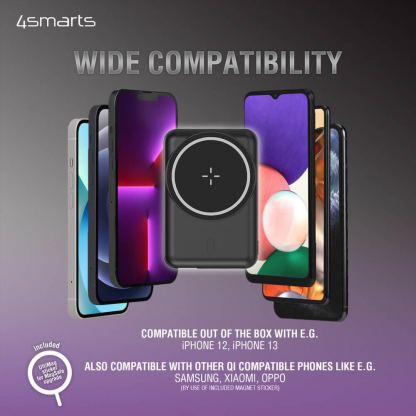4smarts Wireless Power Bank VoltHub UltiMag Kick 5000mAh for MagSafe - безжична преносима външна батерия с USB-C и USB-A порт за iPhone с Magsafe (черен) 7
