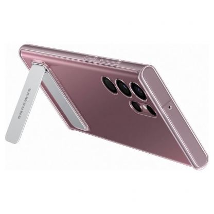 Samsung Clear Standing Cover EF-JS908CT - оригинален удароустойчив хибриден кейс с поставка за Samsung Galaxy S22 Ultra (прозрачен) 7