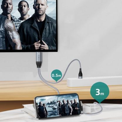 Joyroom Lightning to HDMI Cable and Charging Function 4K - кабел за свързване и зареждане от Lightning към HDMI за мобилни устройства с Lightning порт (сив) 3