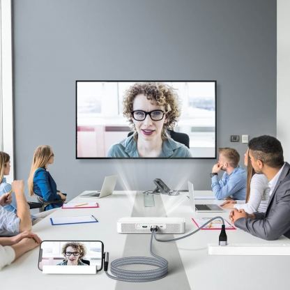 Joyroom Lightning to HDMI Cable and Charging Function 4K - кабел за свързване и зареждане от Lightning към HDMI за мобилни устройства с Lightning порт (сив) 4