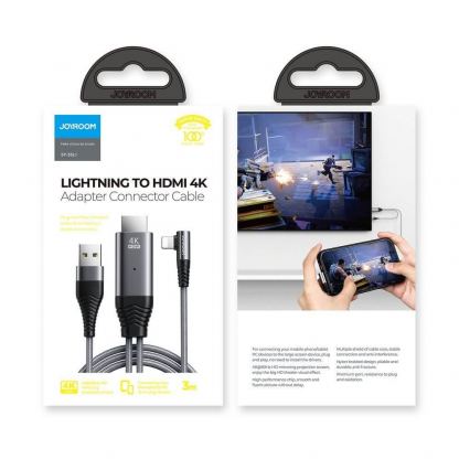 Joyroom Lightning to HDMI Cable and Charging Function 4K - кабел за свързване и зареждане от Lightning към HDMI за мобилни устройства с Lightning порт (сив) 5