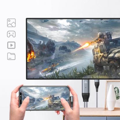 Joyroom Lightning to HDMI Cable and Charging Function 4K - кабел за свързване и зареждане от Lightning към HDMI за мобилни устройства с Lightning порт (сив) 6