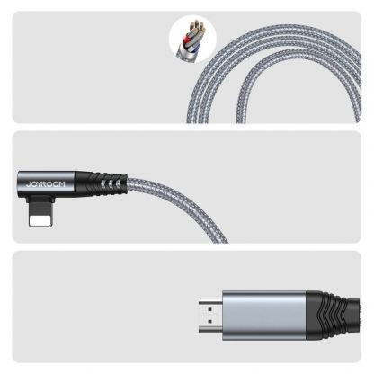 Joyroom Lightning to HDMI Cable and Charging Function 4K - кабел за свързване и зареждане от Lightning към HDMI за мобилни устройства с Lightning порт (сив) 7