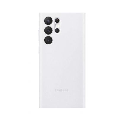 Samsung Clear View Cover EF-ZS908CWEGEE - оригинален кейс с антибактериално покритие, през който виждате информация от дисплея за Samsung Galaxy S22 Ultra (бял) 2