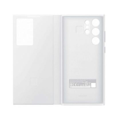 Samsung Clear View Cover EF-ZS908CWEGEE - оригинален кейс с антибактериално покритие, през който виждате информация от дисплея за Samsung Galaxy S22 Ultra (бял) 4