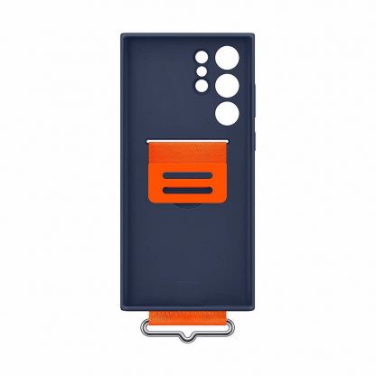 Samsung Silicone Cover With Strap EF-GS908TNEGWW  - оригинален силиконов кейс с ластик против изпускане за Samsung Galaxy S22 Ultra (тъмносин) 3