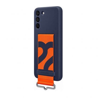 Samsung Silicone Cover With Strap EF-GS906TNEGWW  - оригинален силиконов кейс с ластик против изпускане за Samsung Galaxy S22 Plus (тъмносин) 3