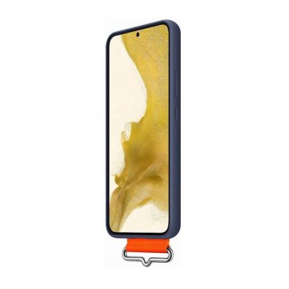 Samsung Silicone Cover With Strap EF-GS906TNEGWW  - оригинален силиконов кейс с ластик против изпускане за Samsung Galaxy S22 Plus (тъмносин) 4