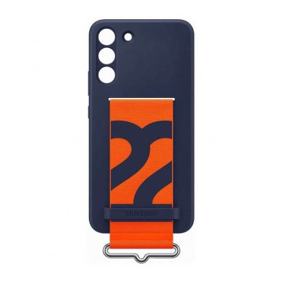 Samsung Silicone Cover With Strap EF-GS906TNEGWW  - оригинален силиконов кейс с ластик против изпускане за Samsung Galaxy S22 Plus (тъмносин) 5