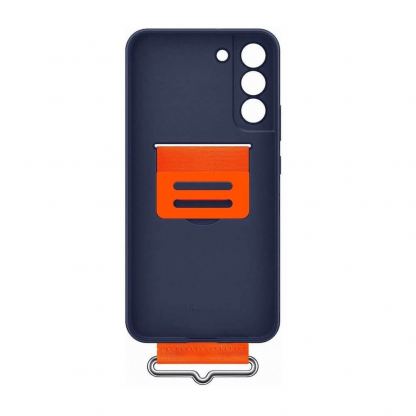 Samsung Silicone Cover With Strap EF-GS906TNEGWW  - оригинален силиконов кейс с ластик против изпускане за Samsung Galaxy S22 Plus (тъмносин) 6