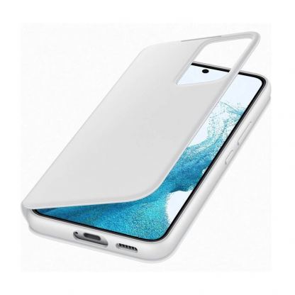 Samsung Clear View Cover EF-ZS906CW - оригинален кейс с антибактериално покритие, през който виждате информация от дисплея за Samsung Galaxy S22 Plus (бял) 2
