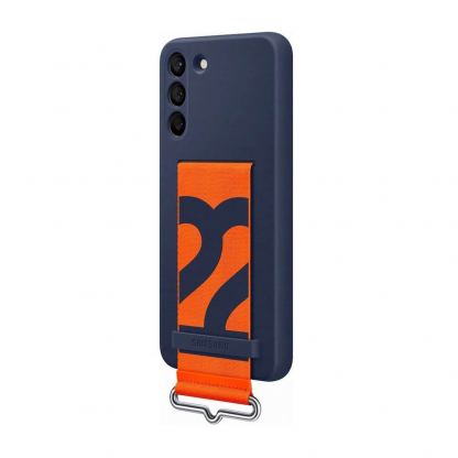 Samsung Silicone Cover With Strap EF-GS901TNEGWW - оригинален силиконов кейс с ластик против изпускане за Samsung Galaxy S22 (тъмносин) 2