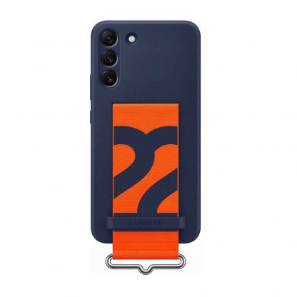 Samsung Silicone Cover With Strap EF-GS901TNEGWW - оригинален силиконов кейс с ластик против изпускане за Samsung Galaxy S22 (тъмносин) 3