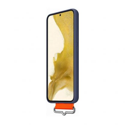 Samsung Silicone Cover With Strap EF-GS901TNEGWW - оригинален силиконов кейс с ластик против изпускане за Samsung Galaxy S22 (тъмносин) 5