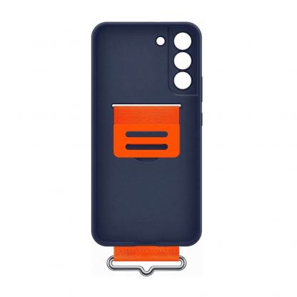 Samsung Silicone Cover With Strap EF-GS901TNEGWW - оригинален силиконов кейс с ластик против изпускане за Samsung Galaxy S22 (тъмносин) 6