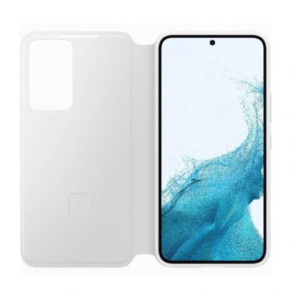 Samsung Clear View Cover EF-ZS901CW - оригинален кейс с антибактериално покритие, през който виждате информация от дисплея за Samsung Galaxy S22 (бял) 3