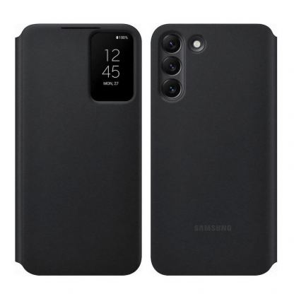 Samsung Clear View Cover EF-ZS901CB - оригинален кейс с антибактериално покритие, през който виждате информация от дисплея за Samsung Galaxy S22 (черен) 2