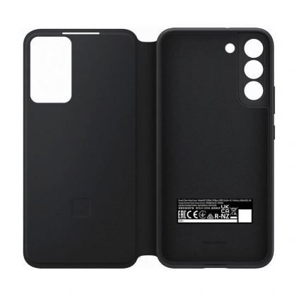 Samsung Clear View Cover EF-ZS901CB - оригинален кейс с антибактериално покритие, през който виждате информация от дисплея за Samsung Galaxy S22 (черен) 3
