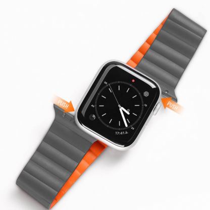 Dux Ducis Silicone Magnetic Strap (Chain Version) - магнитна силиконова каишка за Apple Watch 38мм, 40мм, 41мм (сив-оранжев)