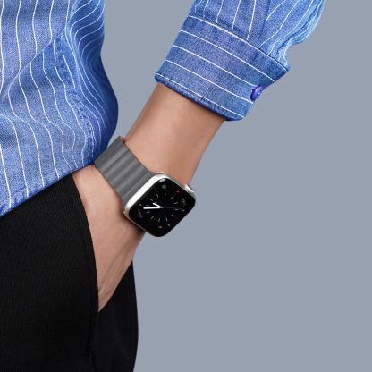 Dux Ducis Silicone Magnetic Strap (Chain Version) - магнитна силиконова каишка за Apple Watch 38мм, 40мм, 41мм (сив-оранжев) 7