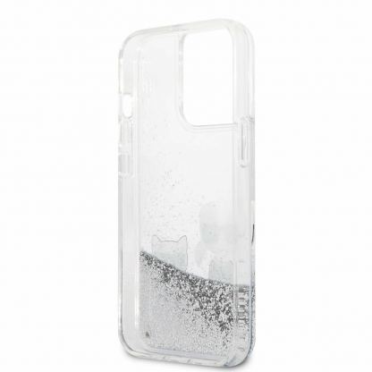Karl Lagerfeld Liquid Glitter Karl & Choupette Case - дизайнерски кейс с висока защита за iPhone 13 Pro (прозрачен-сребрист) 3