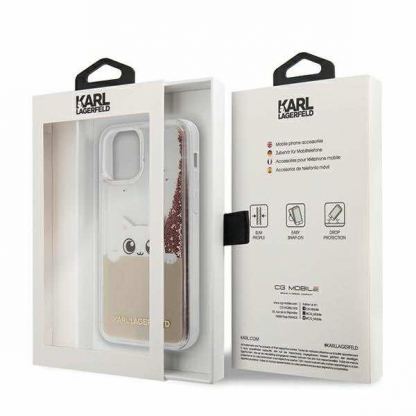 Karl Lagerfeld Liquid Glitter Peek a Boo Case - дизайнерски кейс с висока защита за iPhone 12, iPhone 12 Pro (прозрачен) 2