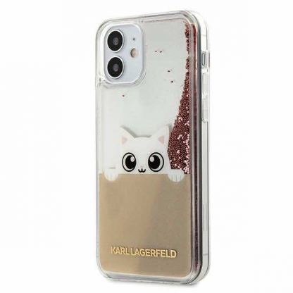 Karl Lagerfeld Liquid Glitter Peek a Boo Case - дизайнерски кейс с висока защита за iPhone 12, iPhone 12 Pro (прозрачен) 4