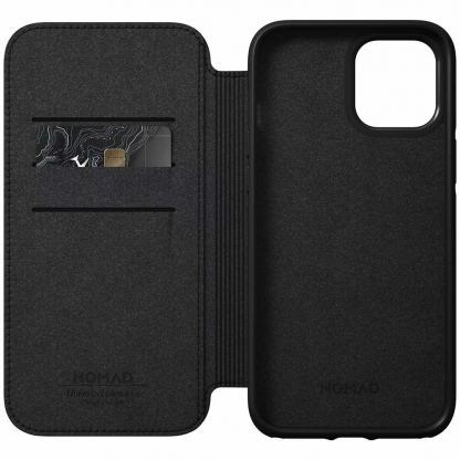 Nomad Folio Leather Rugged Case - кожен (естествена кожа) калъф, тип портфейл за iPhone 12 Pro Max (кафяв) 4