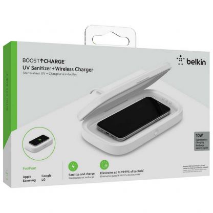 Belkin Boost Charge UV Sterilizer With Wireless Charger 10W - поставка за безжично зареждане и UV стерилизатор за мобилни устройства (бял)  6