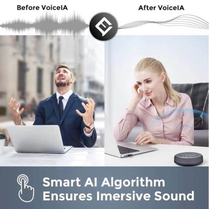 eMeet Luna Conference Bluetooth Speakerphone - безжичен блутут спийкърфон за мобилни устройства (тъмносив) 3