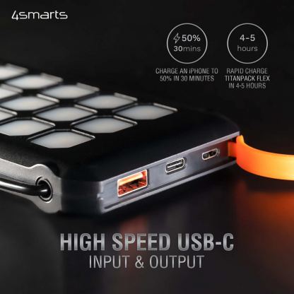 4smarts Solar Power Bank TitanPack Flex 10000mAh - соларна удароустойчива външна батерия с USB-A, USB-C изход и фенер  6