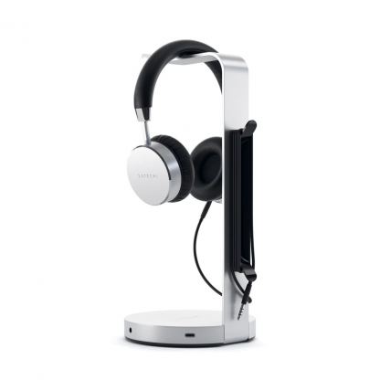 Satechi Aluminium USB Headphone Stand - дизайнерска алуминиева поставка за слушалки с USB-A изходи (сребрист) 4