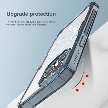 Nillkin Nature TPU Pro Magnetic Case - хибриден удароустойчив кейс с MagSafe за iPhone 13 Pro Max (син) 4