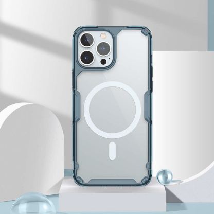 Nillkin Nature TPU Pro Magnetic Case - хибриден удароустойчив кейс с MagSafe за iPhone 13 Pro Max (син) 7