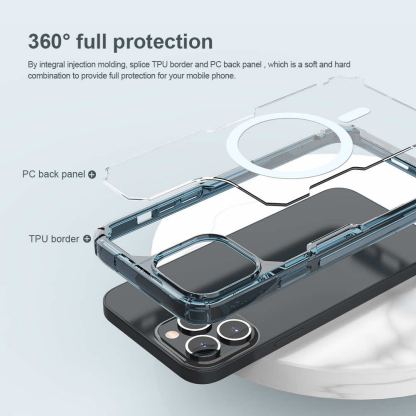 Nillkin Nature TPU Pro Magnetic Case - хибриден удароустойчив кейс с MagSafe за iPhone 13 Pro (син) 3