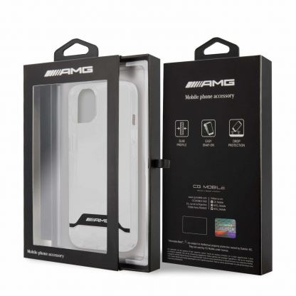 AMG White Stripes Hard Case - дизайнерски кейс с висока защита за iPhone 13 (прозрачен) 6