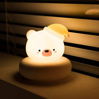 Bedside Night Lamp W-007 Bear - силиконова детска нощна лампа с топла светлина (бял) 2
