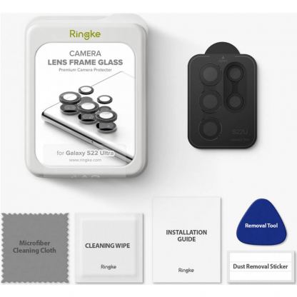 Ringke Metal Camera Lens Frame Glass - предпазни стъклени лещи за камерата на Samsung Galaxy S22 Ultra (черен) 12