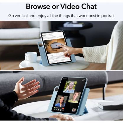 ESR Rebound Hybrid Case 360 - полиуретанов калъф с отделящ се кейс и поставка за iPad Air 5 (2022), iPad Air 4 (2020) (зелен-прозрачен) 3