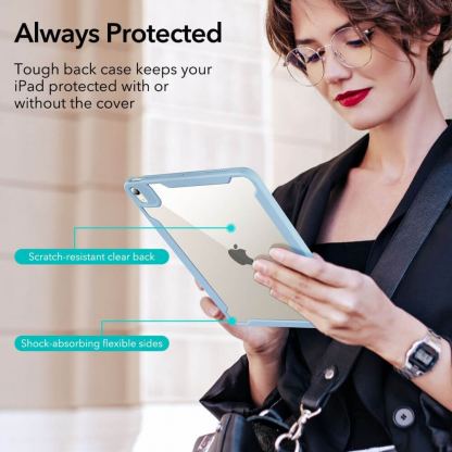 ESR Rebound Hybrid Case 360 - полиуретанов калъф с отделящ се кейс и поставка за iPad Air 5 (2022), iPad Air 4 (2020) (зелен-прозрачен) 4